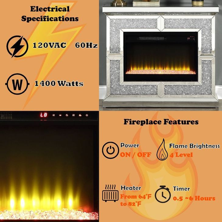Noralie Silver and Gray 41" Fireplace