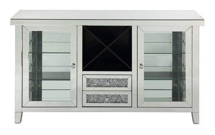 Noralie Silver 2 Glass Door Wine Cabinet with LED
