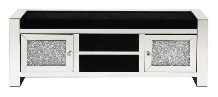 Noralie Black Upholstered Accent Storage Bench with 2 Doors