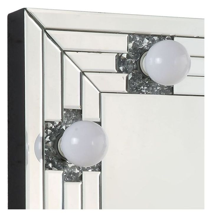 Noralie Silver Rectangular Hollywood Wall Mirror with Light
