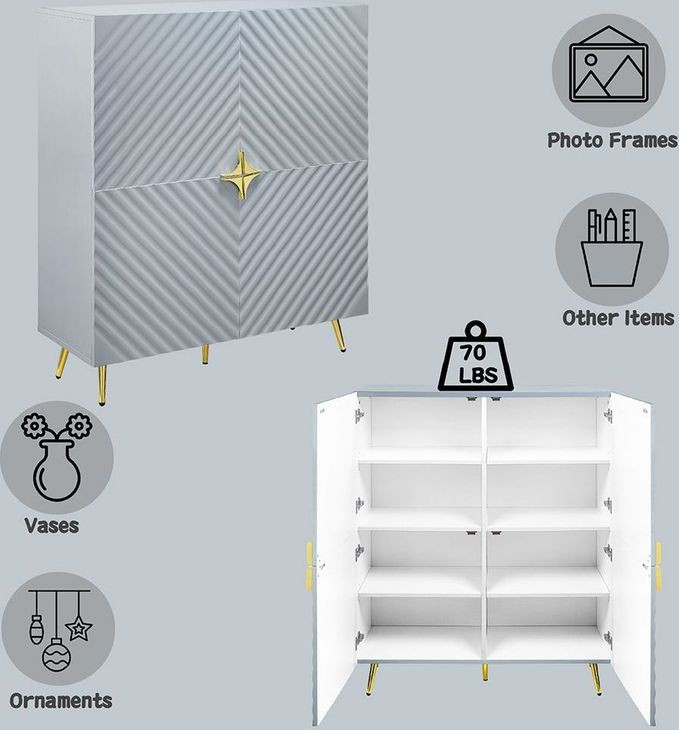 Gaines Gray 4 Door Accent Cabinet