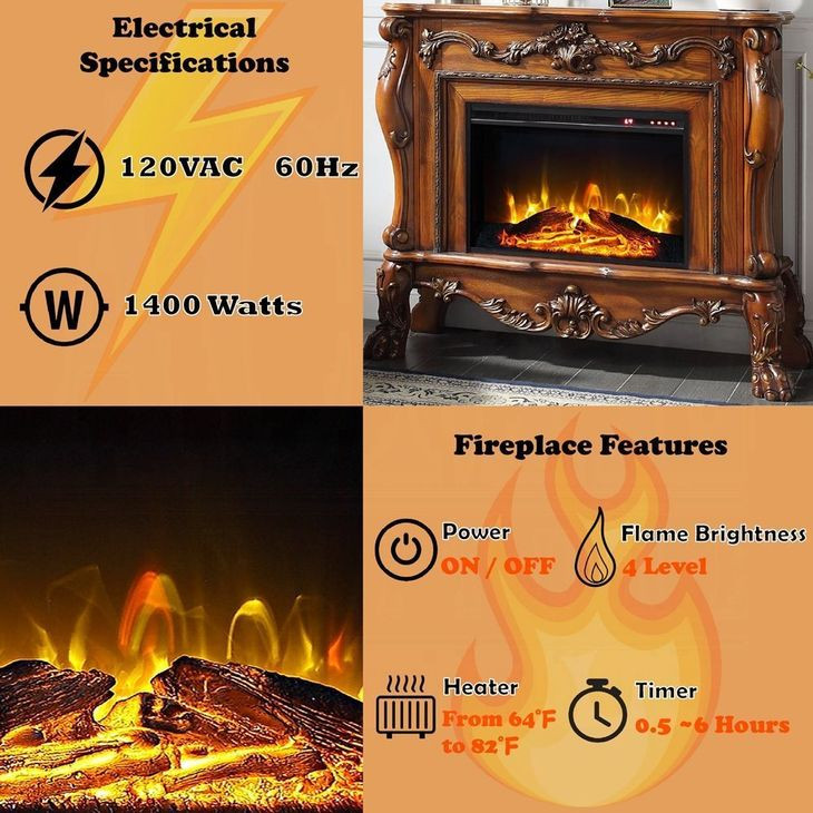Dresden Cherry Oak Rectangular Electric Fireplace