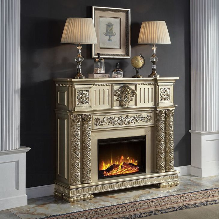 Vendome Gold Patina Rectangular Electric Fireplace