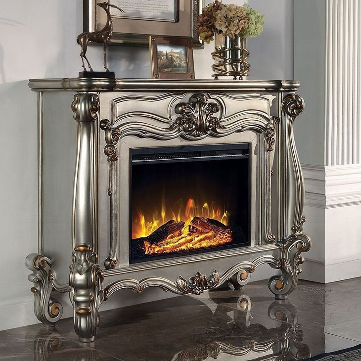 Versailles Antique Platinum Rectangular Electric Fireplace