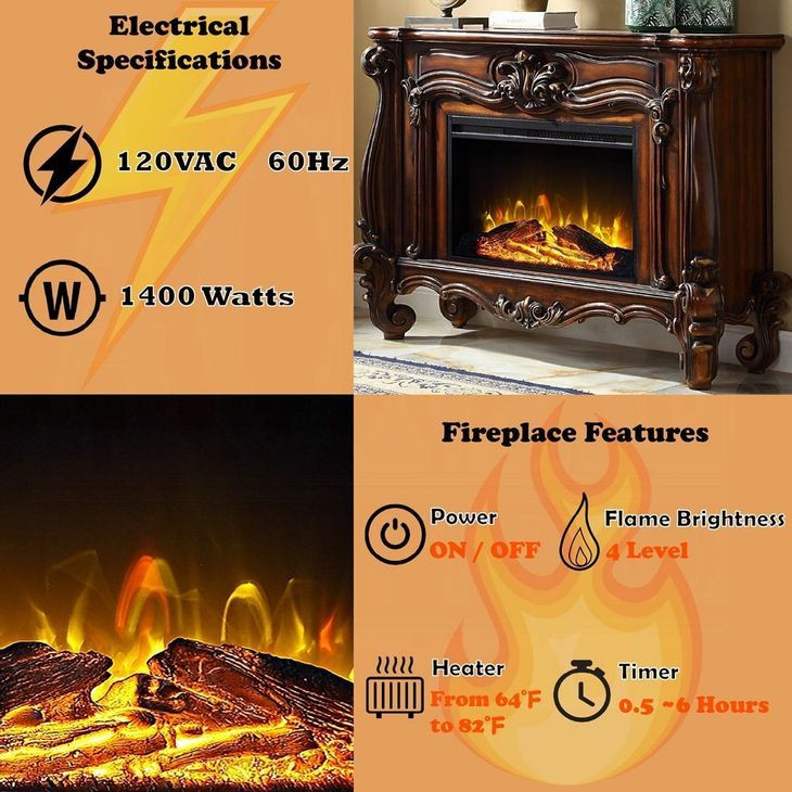 Versailles Cherry Oak Rectangular Electric Fireplace