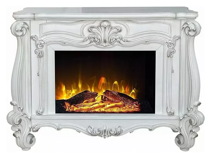 Versailles Bone White Rectangular Electric Fireplace