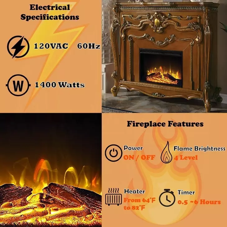 Picardy Honey Oak Rectangular Electric Fireplace