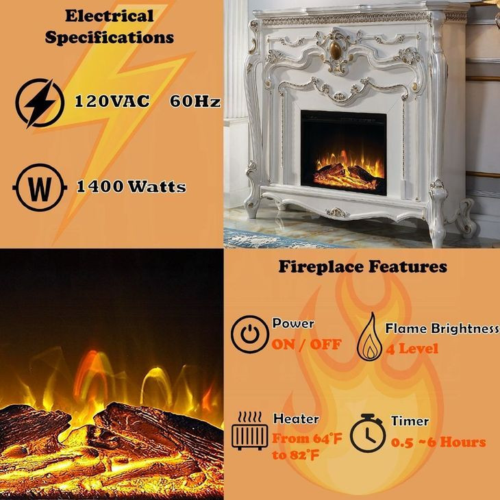 Picardy Antique Pearl Rectangular Electric Fireplace