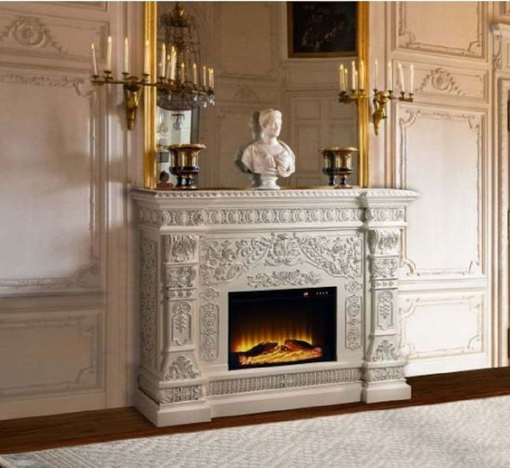Vanaheim Antique White Rectangular Electric Fireplace