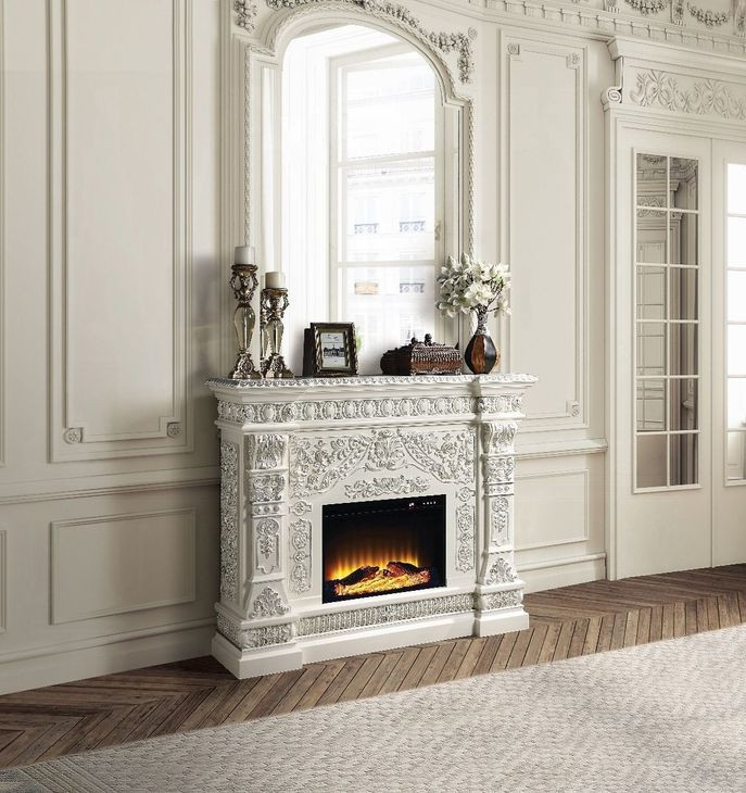Vanaheim Antique White Rectangular Electric Fireplace