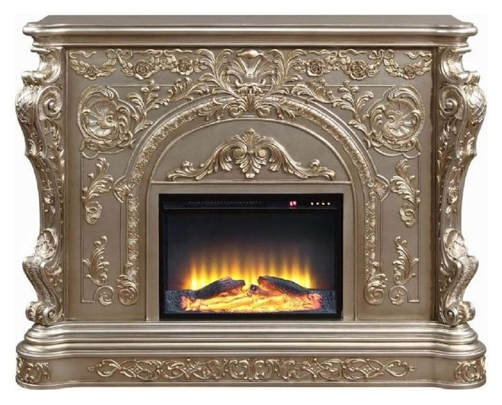 Danae Antique Silver Rectangular Electric Fireplace