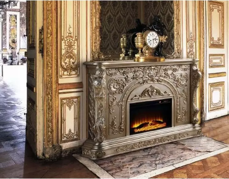 Danae Antique Silver Rectangular Electric Fireplace