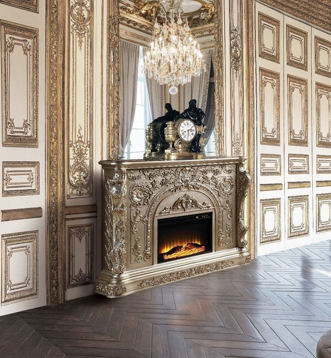 Danae Antique Silver Rectangular Electric Fireplace