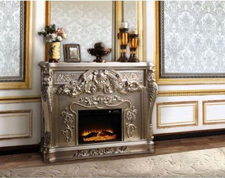 Sorina Antique Silver Rectangular Electric Fireplace