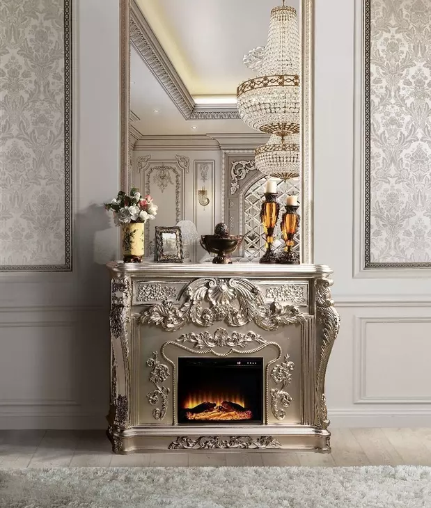 Sorina Antique Silver Rectangular Electric Fireplace