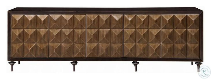 Diya Forged Bronze and Espresso 5 Door Console Cabinet