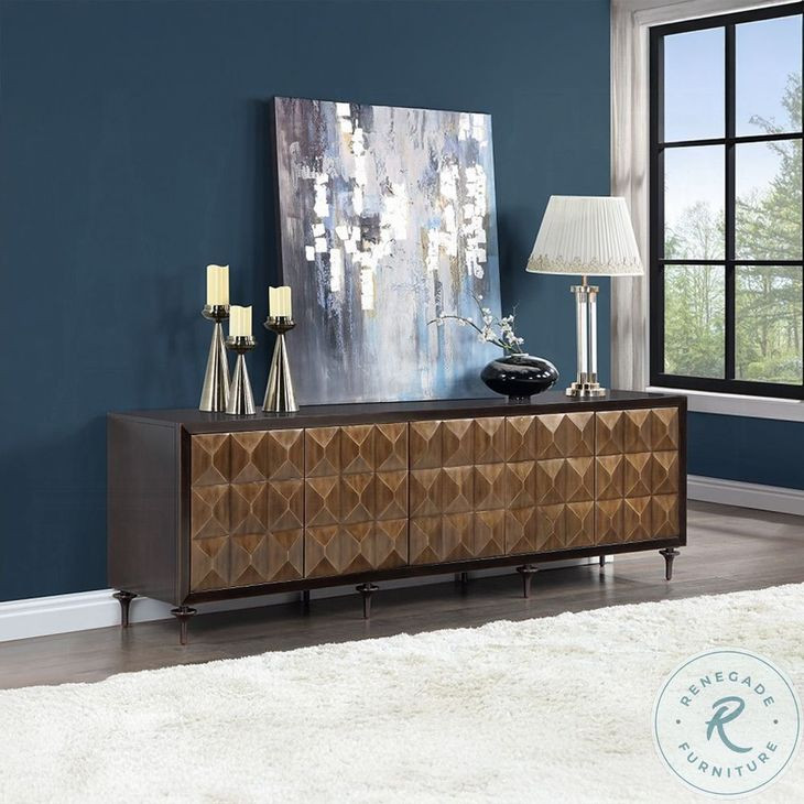 Diya Forged Bronze and Espresso 5 Door Console Cabinet