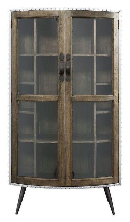 Brancaster Oak and Silver 2 Glass Door Bar Cabinet