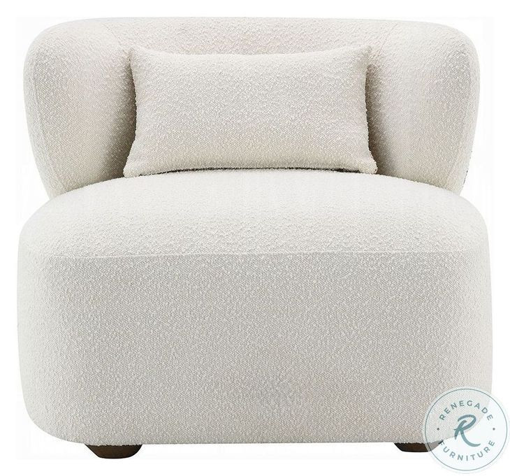 Darius Beige Boucle Accent Chair with Pillow