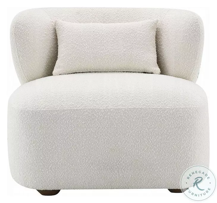 Darius Beige Boucle Accent Chair with Pillow