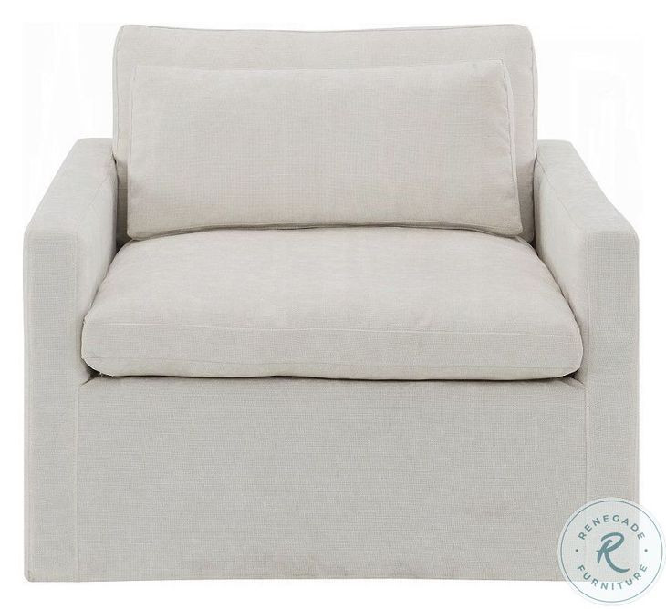 Naveen Ivory Fabric Swivel Chair with Pillow