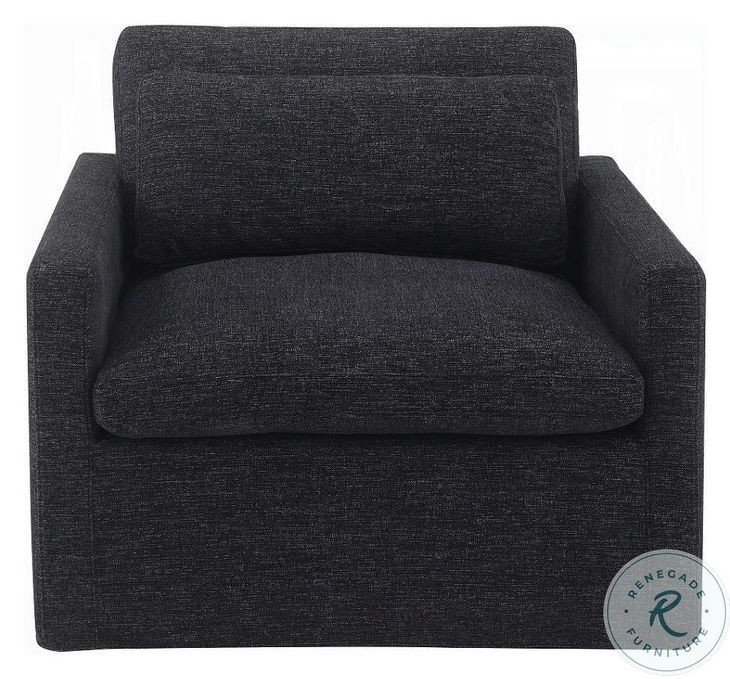 Naveen Dark Gray Fabric Swivel Chair with Pillow
