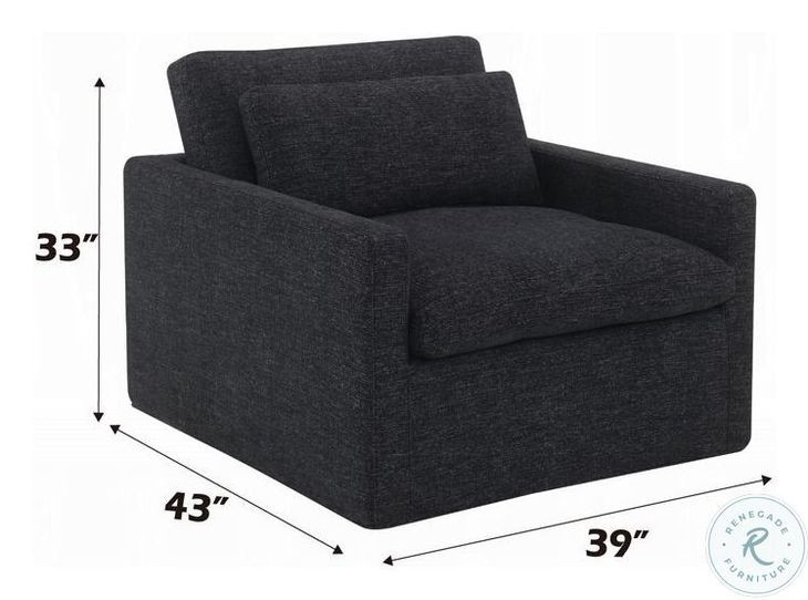Naveen Dark Gray Fabric Swivel Chair with Pillow