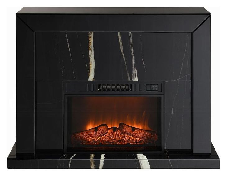 Drisana Black Rectangular Electric Fireplace