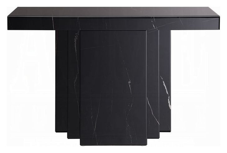 Drisana Black Rectangular Glass Top Console Table