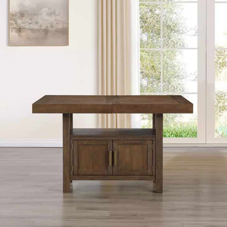 Garland Brown 80" Extendable Rectangular Counter Height Table with Storage