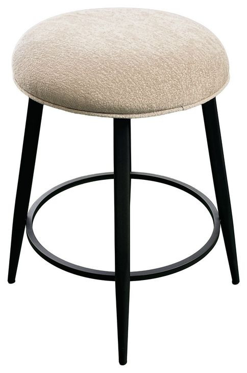 Metal Base Barstools Champagne Performance Fabric Swivel Backless Bar Stool