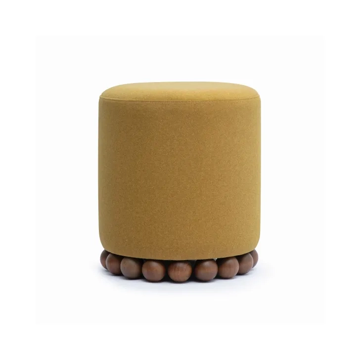 Dex Amber Performance Vegan Mohair Upholstered Round Ottoman