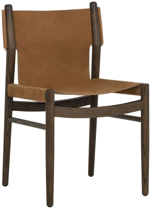 Nile Nubuck Caramel Leather Upholstered Dining Chair