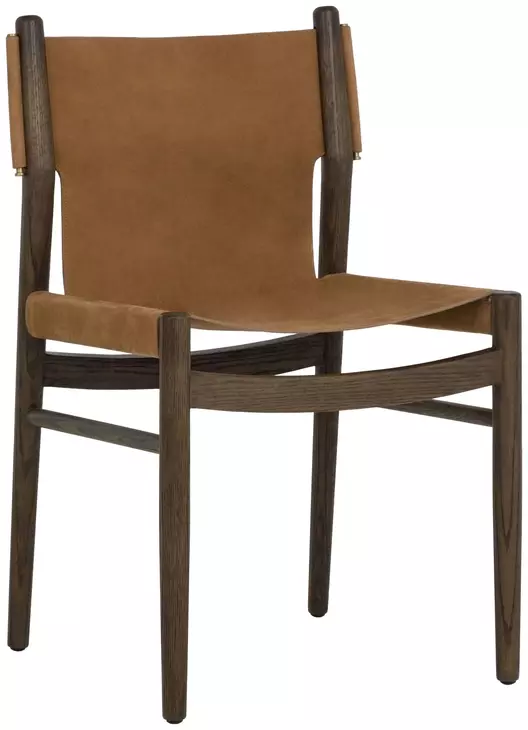 Argus Nubuck Caramel Leather Upholstered Dining Chair