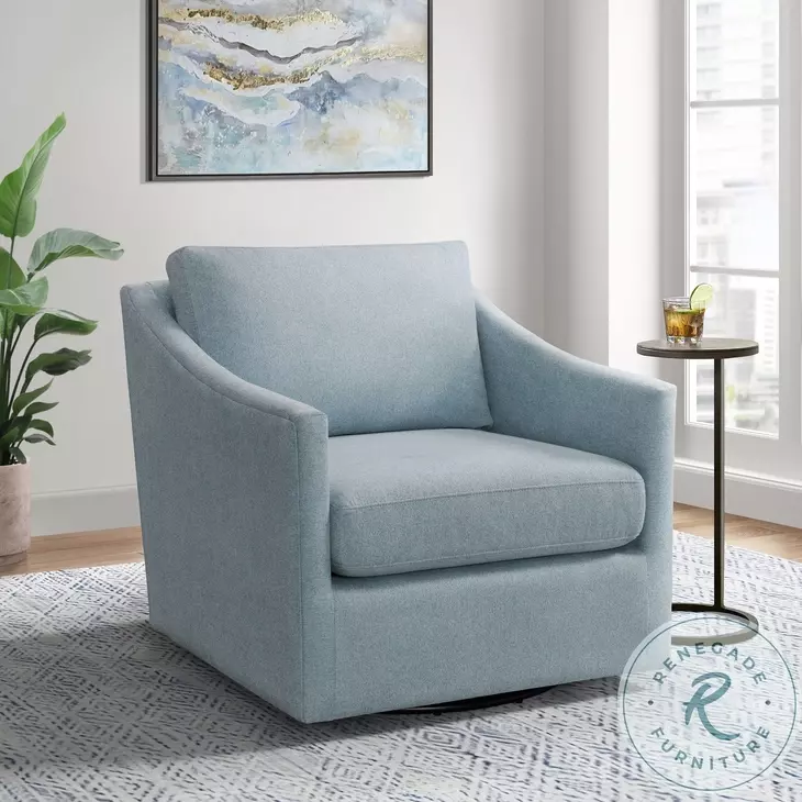 Hannah Light Blue Swivel Accent Chair