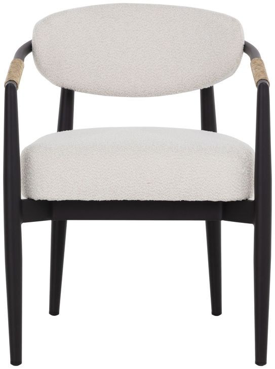 Marita Black and Louis Cream Performance Fabric Dining Arm Chair