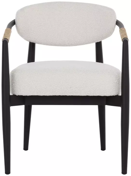 Merrowyn Black and Louis Cream Performance Fabric Dining Arm Chair