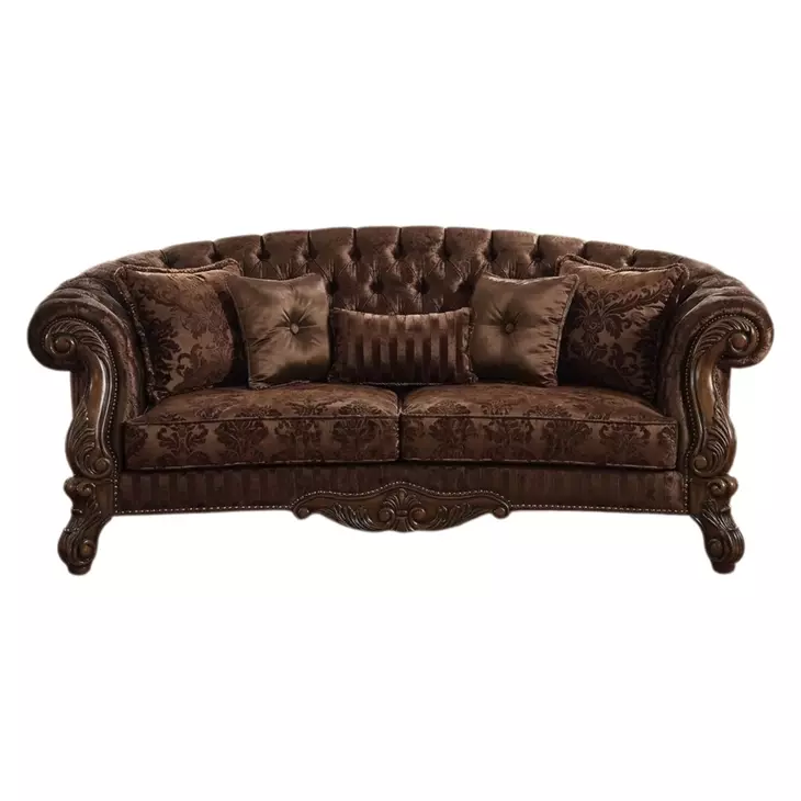 Versailles Brown 109" Sofa with Nailhead Trim