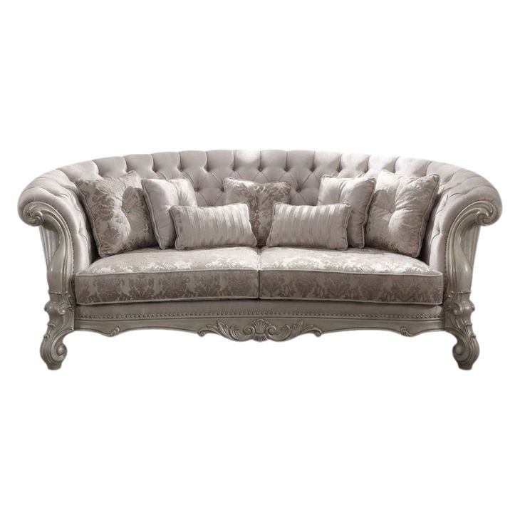 Versailles Ivory 109" Sofa with Nailhead Trim