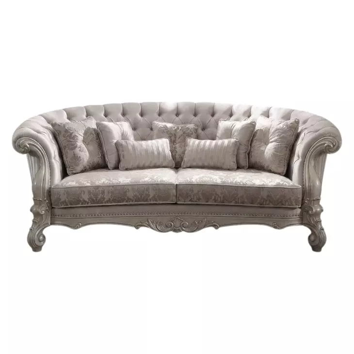 Versailles Ivory 109" Sofa with Nailhead Trim
