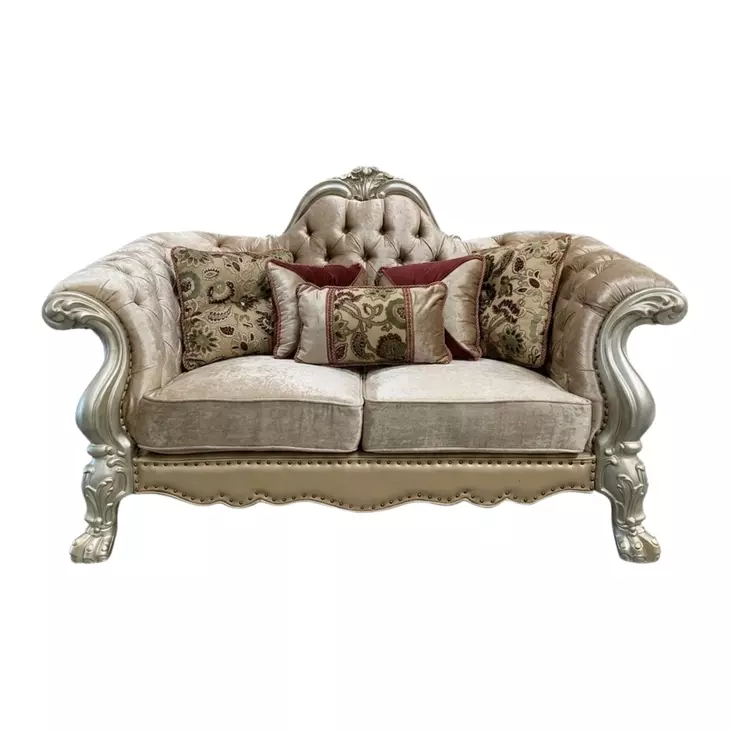 Dresden Brown 73" Loveseat with Pillow and Nailhead Trim