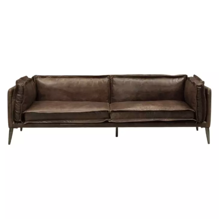 Porchester Distress Chocolate Leather 94" Sofa