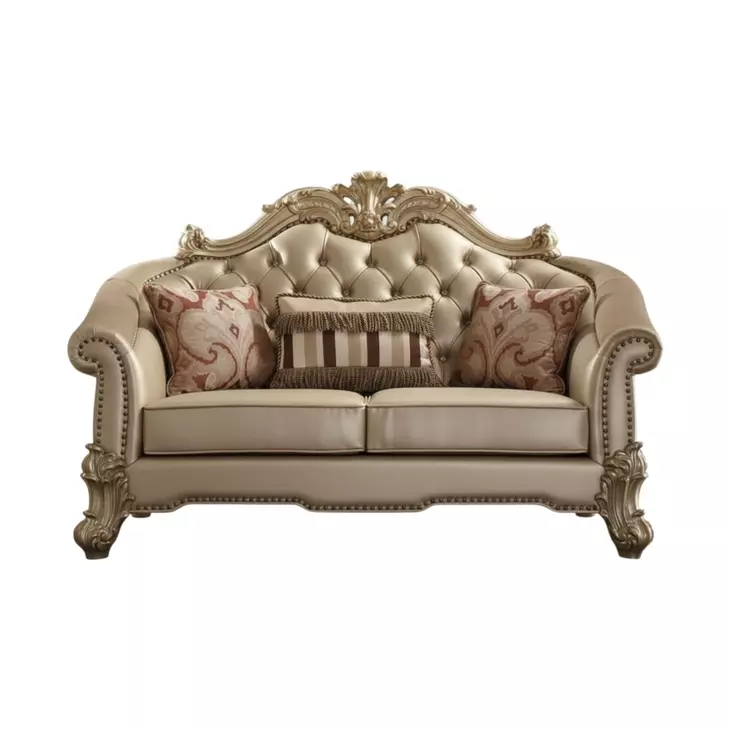 Vendome II Bone 67" Loveseat with Pillow and Nailhead Trim