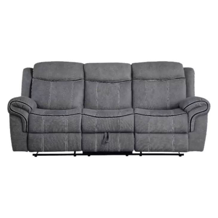 Zubaida Gray Glider Reclining 87" Sofa with Console and USB Charging