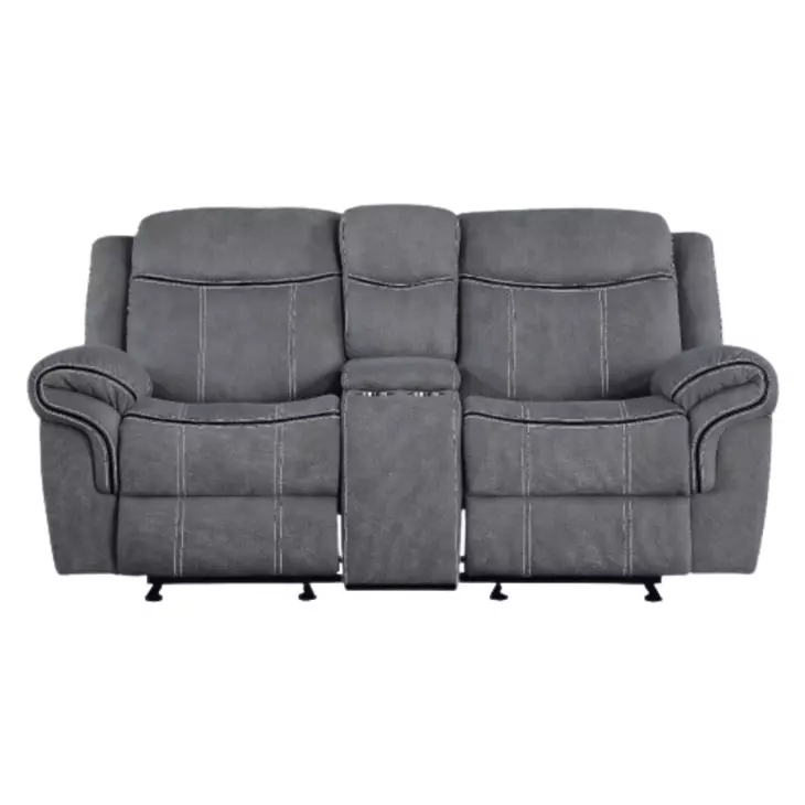 Zubaida Two Tone Gray Velvet Reclining 78" Loveseat and Console with USB Charging