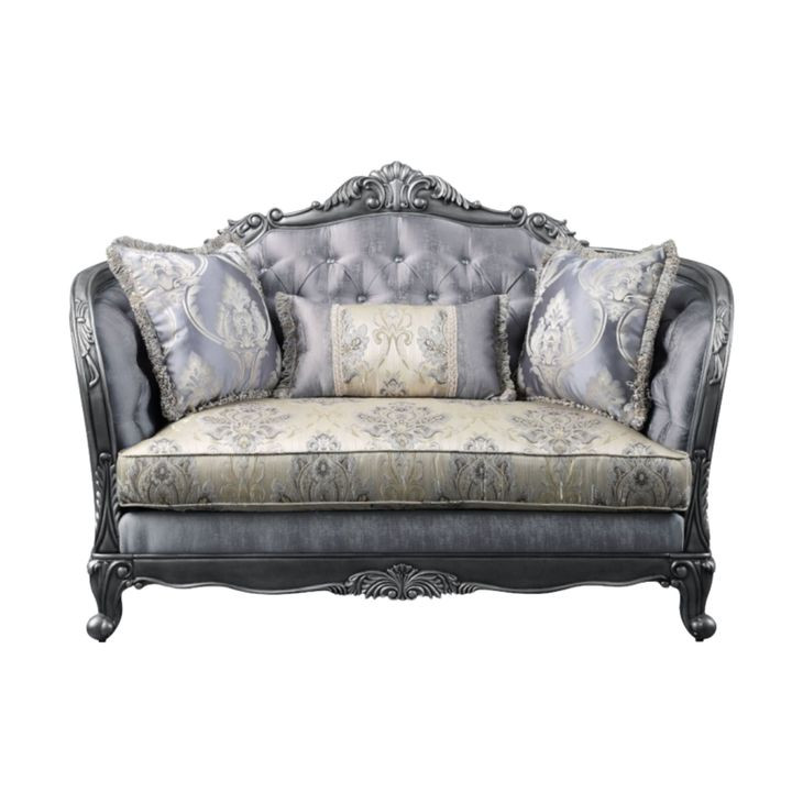 Ariadne Platinum 65" Loveseat with Pillows