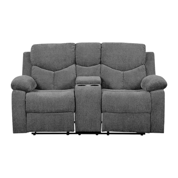 Kalen Gray Chenille Reclining 71" Loveseat with Console