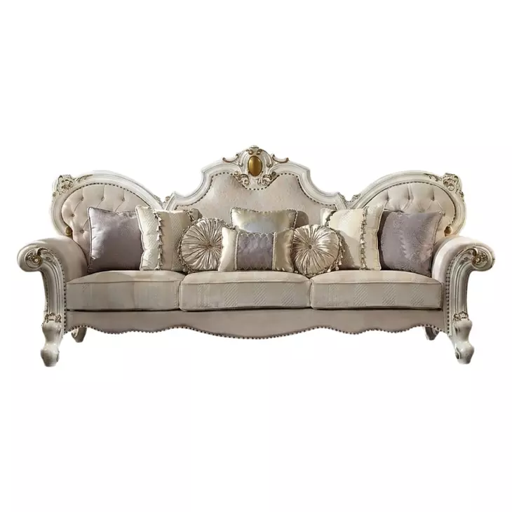 Picardy Beige Oversized 110" Sofa with Nailhead Trim