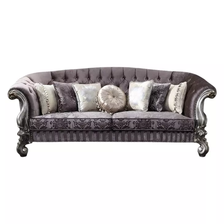 Versailles Brown 99" Sofa with Nailhead Trim