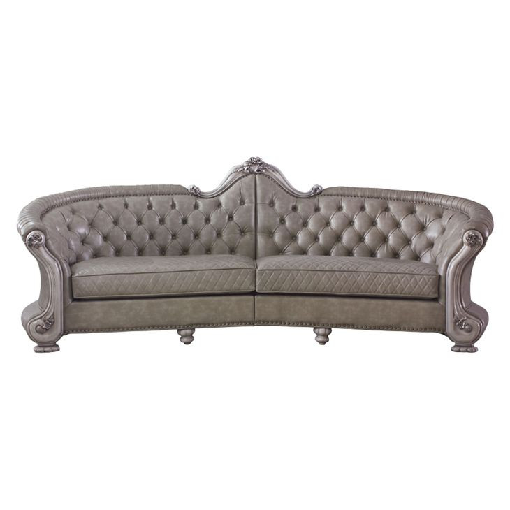 Dresden Gray 113" Sofa with Nailhead Trim